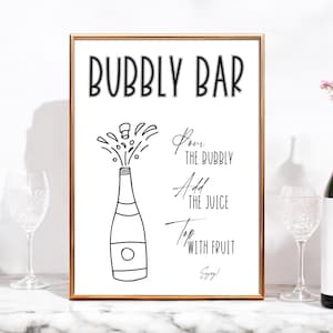 Printable Bubbly Bar Sign | Mimosa Bar | Champagne Bar Sign | Printable Wedding Sign | Digital Download | Instant Download | Bar Decor