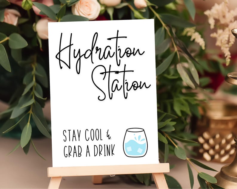 Hydration Station Sign, Elegant Wedding Water Cooler Printable (digital ...