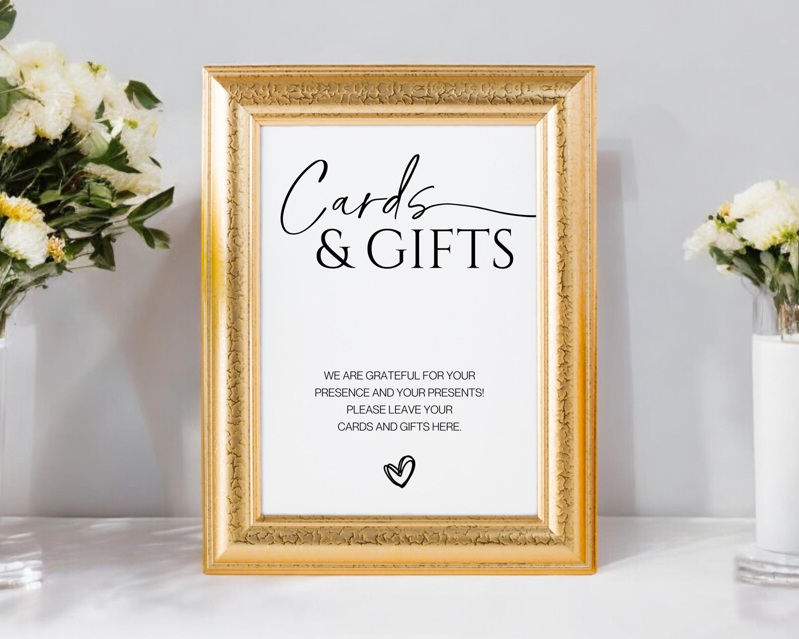 Cards and Gifts Wedding Sign, Printable Table Decor, Calligraphy ...