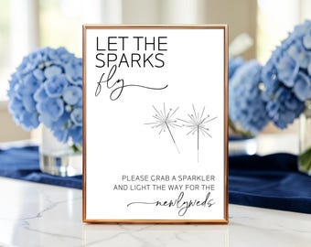 Sparklers Wedding Send Off Sign, Printable Table Decor, Sparks Fly (Digital Download)