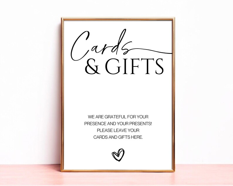 Cards and Gifts Wedding Sign, Printable Table Decor, Calligraphy ...