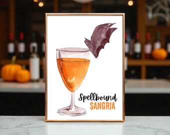 Spellbound Sangria Halloween Bar Sign, Spooky Party Decor (Digital Download)