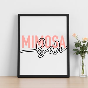 Cartello Mimosa Bar, decorazioni da bar stampabili, cartello per matrimonio, cartello da tavolo, download immediato, download digitale