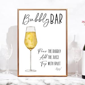 Printable Bubbly Bar Sign | Printable Wedding Sign | Mimosa Bar Sign | Digital Download | Instant Download | Wedding Bar Decor
