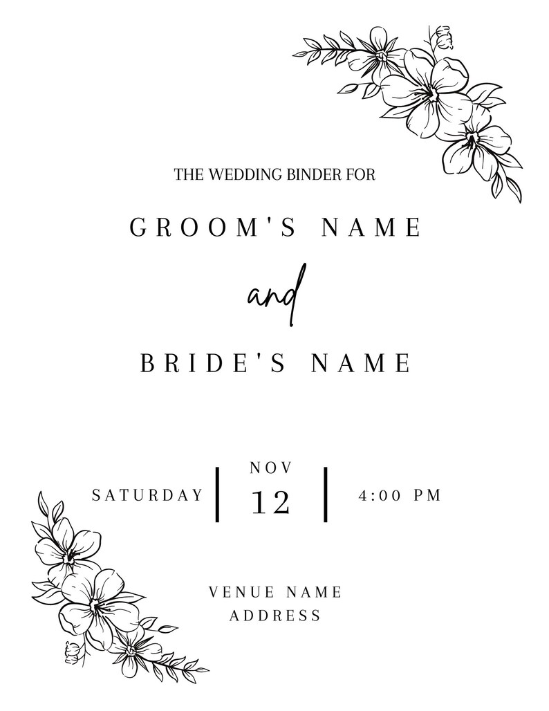 Ultimate day of wedding binder template etsy