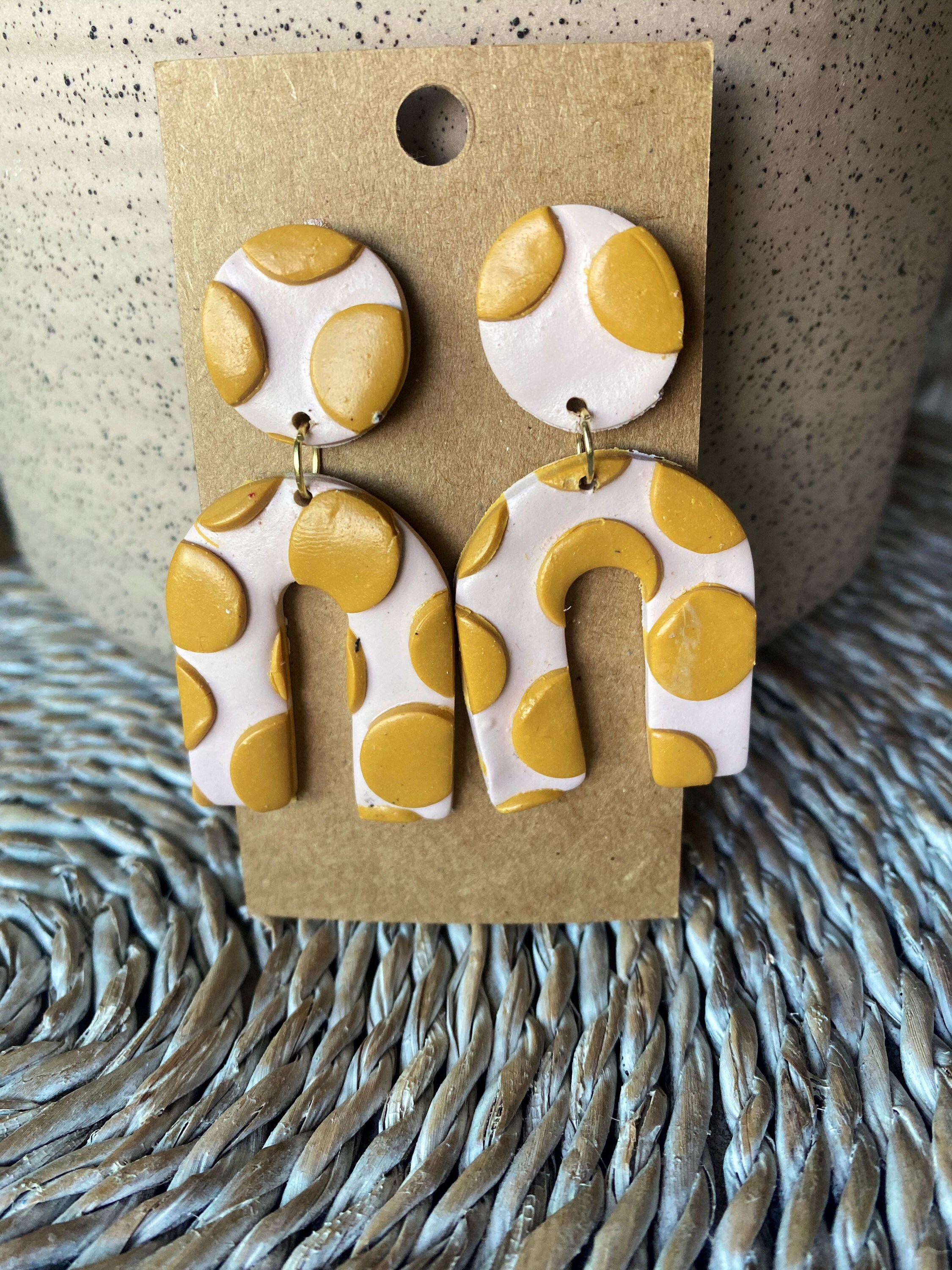 Handmade Polymer Clay Earrings Pink Yellow Mustard Clay Etsy UK