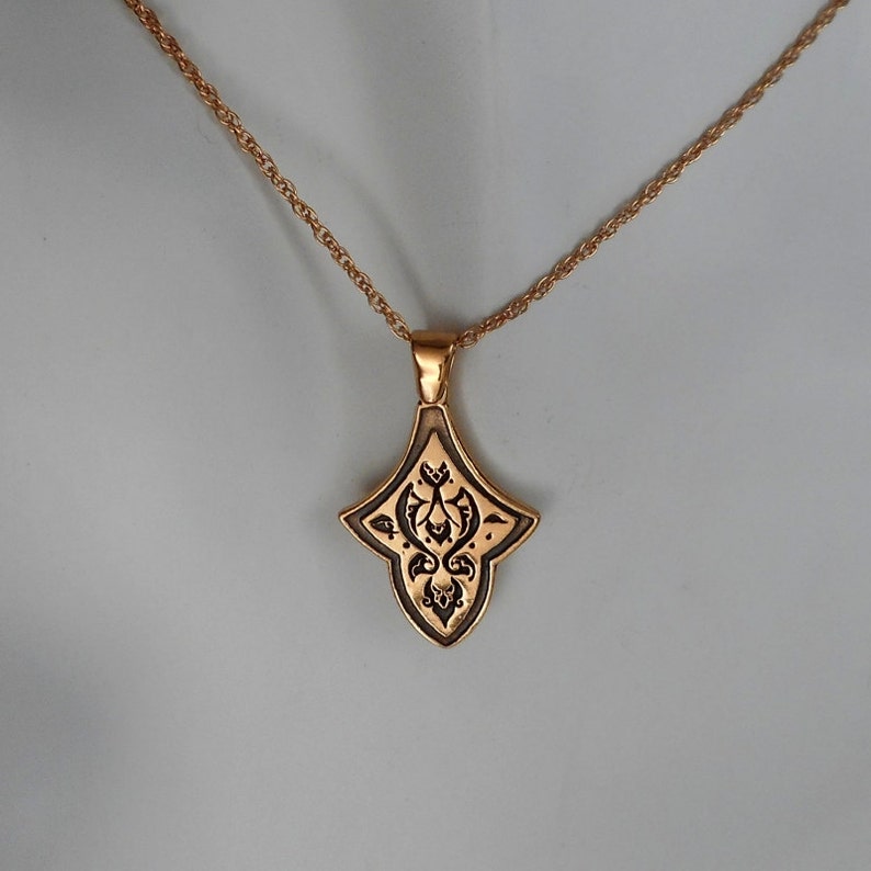 Bronze Persian Floral Design Necklace 8th Anniversary Gift image 2