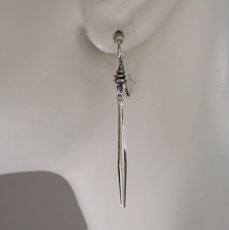 Sterling Silver Pointed Drop Earrings - Etsy
