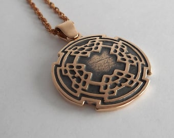 Bronze Celtic Unisexl Shield Necklace  8th Anniversary Gift