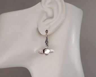 Sterling Silver Saturn Planet Earrings