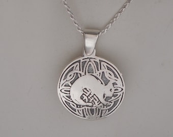 Sterling Silver Celtic Cat Pendant