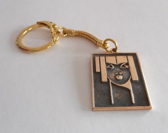 Bronze Art Deco Keychain Zipper Charm 8th Anniversary Gift