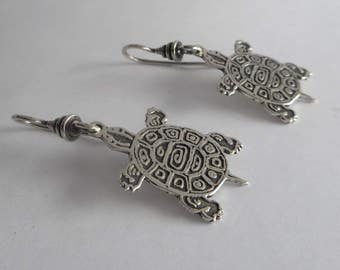 Sterling Silver Mayan Turtle Earrings