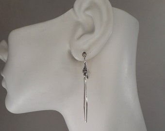 Sterling Silver Pointed Drop Earrings