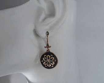 Bronze Chinese Lotus Earrings 8th Anniversary Gift