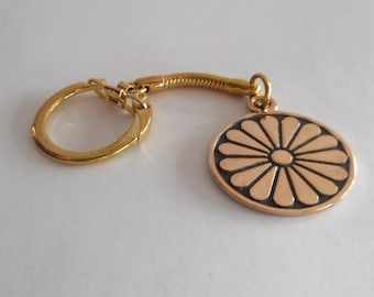 Bronze Flower Keychain Zipper Charm  8th Anniversary Gift