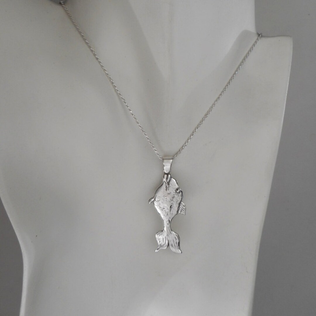 Sterling Silver Unisex Fish Necklace - Etsy