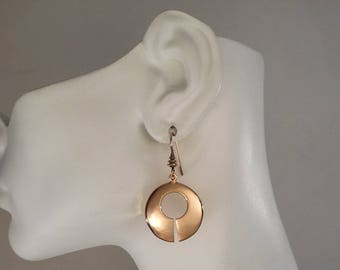 Bronze Bohemian Split Circle Dangle Earrings 8th Anniversary Gift