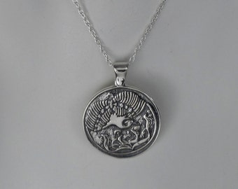 Sterling Silver Art Nouveau Peacock Medallion