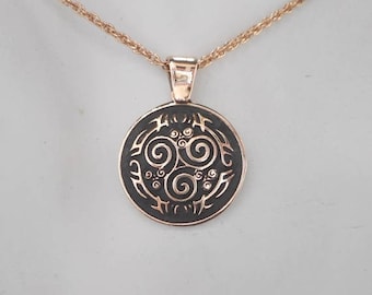 Bronze Triskelle Pendant  8th Anniversary Gift