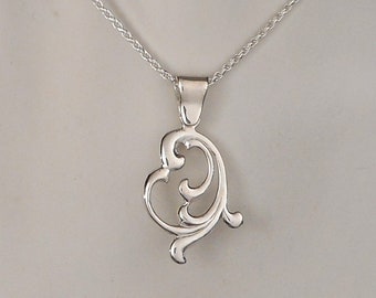 Sterling Silver Abstract Scandinavian Filigree Pendant