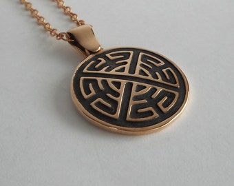 Bronze Celtic Shield Knot Pendant 8th Anniversary Gift