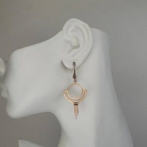 Bronze Art Deco Earrings 8th Anniversary Gift