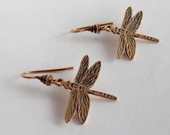 Bronze Dragonfly Earrings