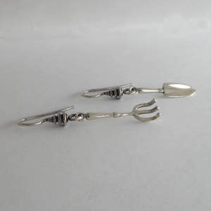 Sterling Silver Rake and Trowel Earrings