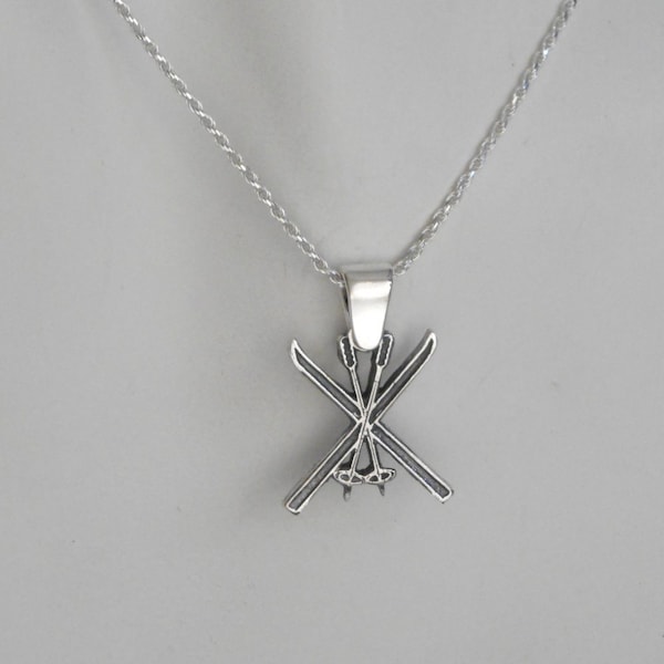 Sterling Silver Unisex Ski Pendant