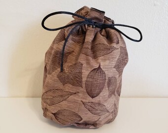 Woodsy leaf  inspired drawstring  bag