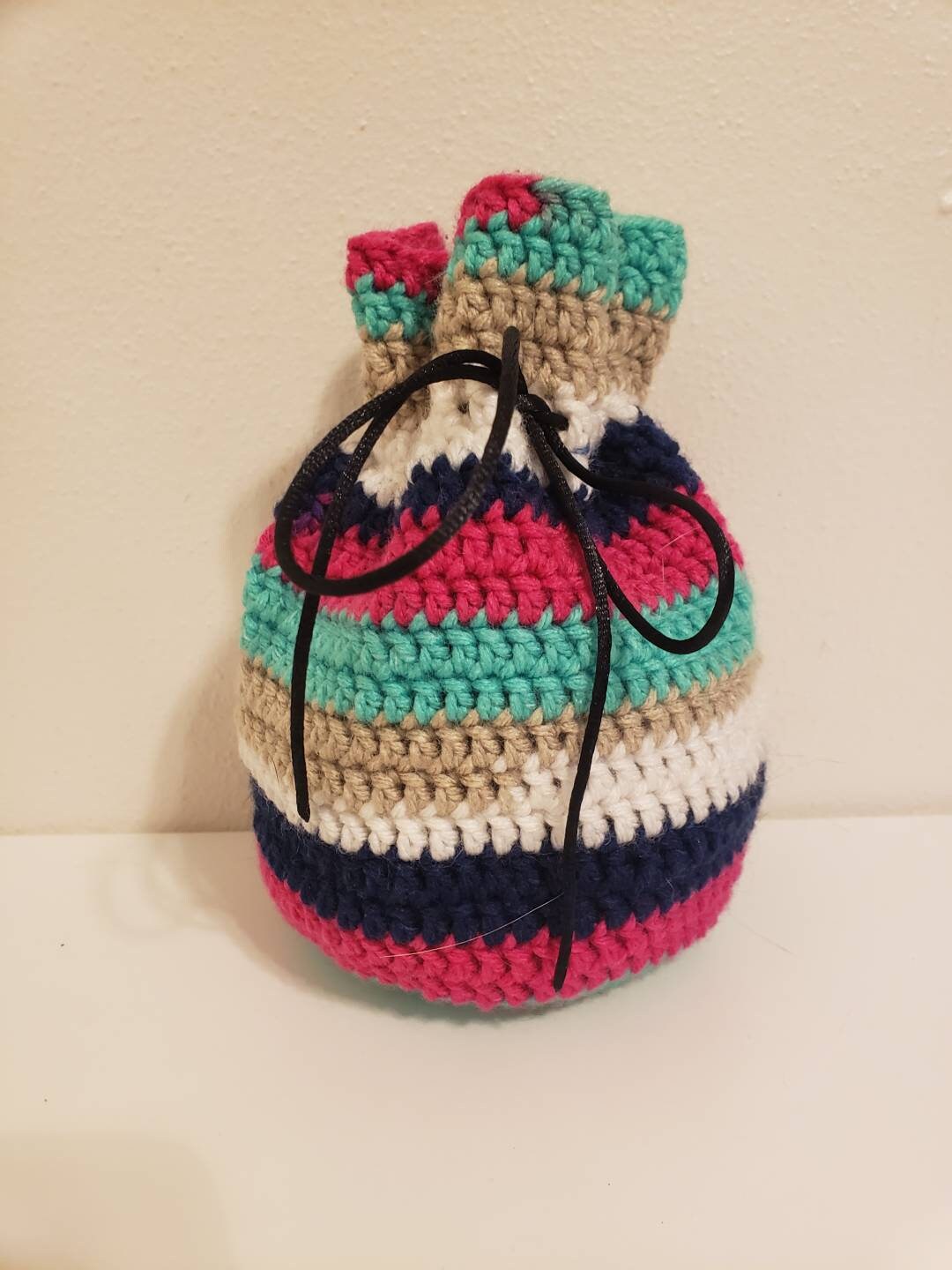 Stripe drawstring bag