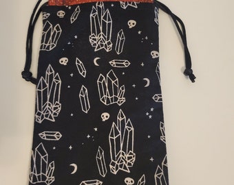 Crystal  Tarot Deck Sleeve: Black & White Drawstring Pouch