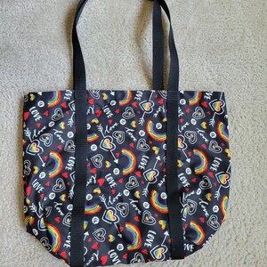 Rainbow / Pride themed large market tote / canvas bag