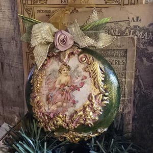 Handmade Angel with Roses Ornament: Baroque Shabby Chic Decor