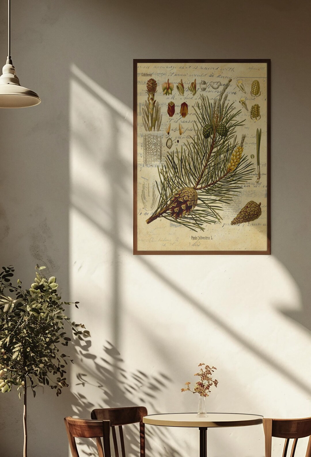 Art Print, Pine Botanical, Frameable Picture, Boho Cottage Print