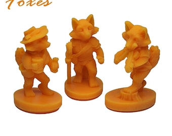 Foxes 6pcs | Everdell Spirecrest Expansion Unofficial Upgrade | Fox, Moles, Owls, Lizard Critters Board Game, 3D Printed Woodland Creatures