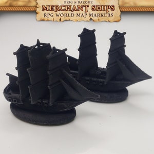 Black Brig & Barc RPG World Map Markers for Dungeons n Dragons Trackers | Custom Meeple, Boardgame Pieces, Sailing Ships, Meeples, Pirates