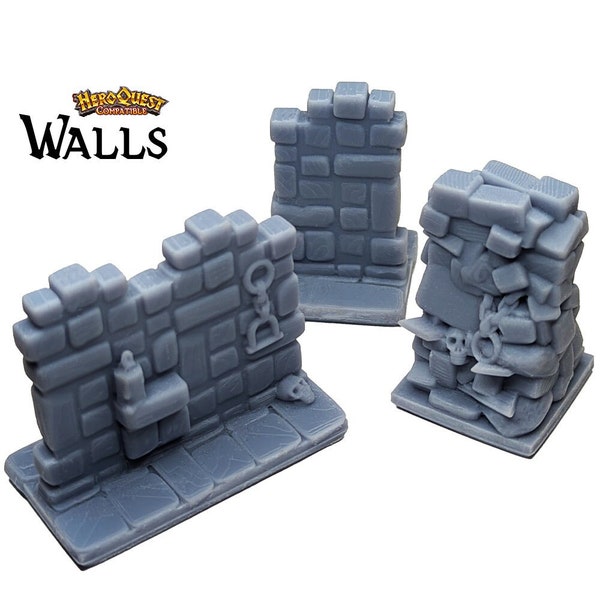 HeroQuest Blocked Walls 25mm Kompatibel HD Dungeon Terrain Miniatur | Dungeons & Dragons Kampagne-Szenerie, Brettspiel aufgewertete Meeples