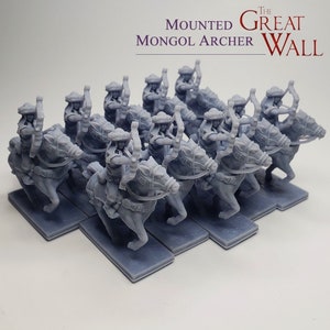 The Great Wall Mounted Mongol Archer Cavalry 3D printed expansion miniatures | Ghengis Khan, RPG, D&D, Custom board game meeples