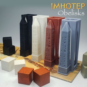 Imhotep Obelisks : Builder of Egypt | Ancient Egyptian Buildings RPG Board Game Accessories, Boardgame Pieces, Custom Meeples, KOSMOS Games