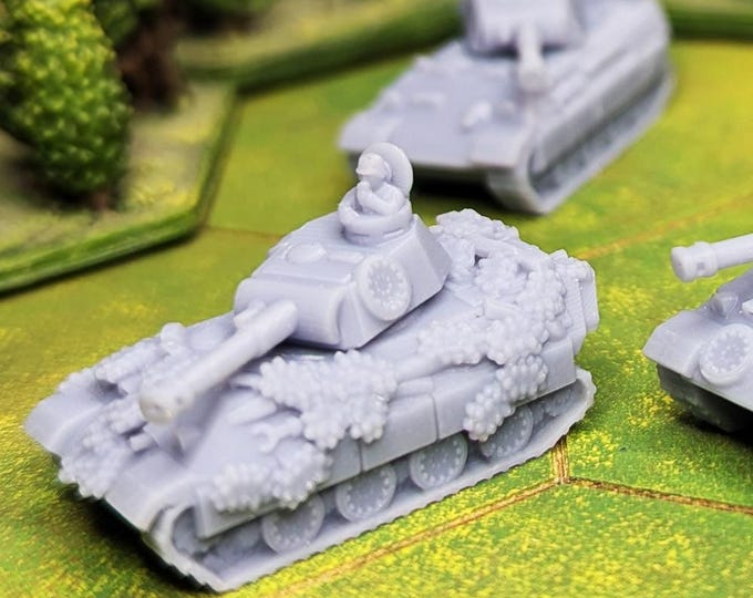Featured listing image: German WW2 Panther Tanks 5pcs | Panzerkampfwagen Pz.Kpfw. Axis, 1/200 World War 2 TTRPG Scenery, Game Terrain, Battlefield Models, Memoir 44