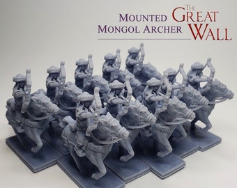 The Great Wall Mounted Mongol Archer Cavalry 3D printed expansion miniatures | Ghengis Khan, RPG, D&D, Custom board game meeples