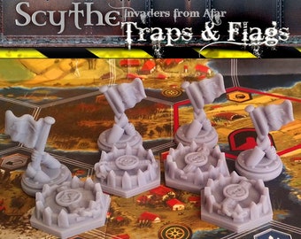 Scythe Invaders from Afar: Traps & Flags | Board Game Meeples, Nordic, Crimean, Rusviet, Polania, Saxony, Upgraded Stonemaier Gaming Tokens