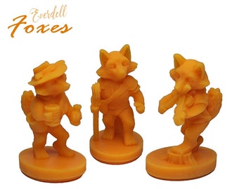 Foxes 6pcs | Everdell Spirecrest Expansion Unofficial Upgrade | Fox, Moles, Owls, Lizard Critters Board Game, 3D Printed Woodland Creatures