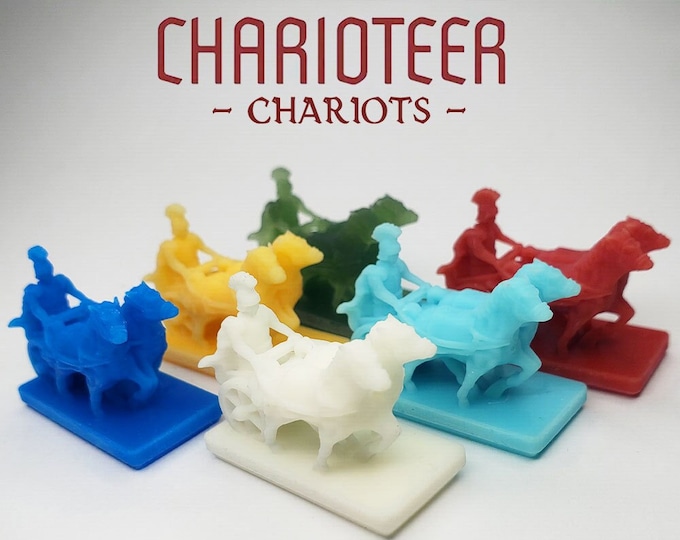 Featured listing image: Charioteer / Chariots of Rome Meeples | Ancient Roman 3D Printed Boardgame Upgrades, Circus Maximus, Colosseum, Chariot Meeple