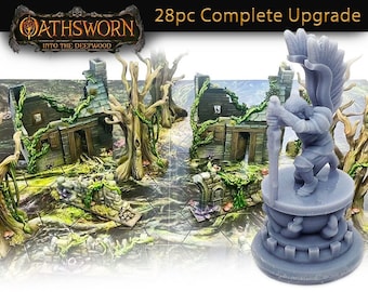 Oathsworn Complete Upgrade 28pcs: Location Tokens, Walls, Woodsmans Shack & Ancient Trees | Into the DeepWood Boardgame, DnD Scenery, TTRPG