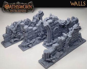 Oathsworn Walls : Into the Deepwood Upgraded Scenics | Boardgame, D&D Scenery, TTRPG, RPG, Custom Terrain, HD miniature