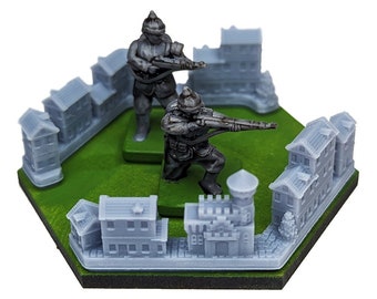 European Towns Partial Hex 60mm 5pcs | 1/72, 15mm, Command & Colors World War 2 Gaming Scenery, Hex Game Terrain, Battlefield RPG Model