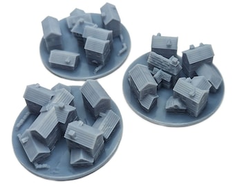 World War 2 European 35mm/45mm Towns Axis & Allies | Set of 3 World War 2 Gaming TTRPG Scenery, Hex Game Terrain, Battlefield RPG Models
